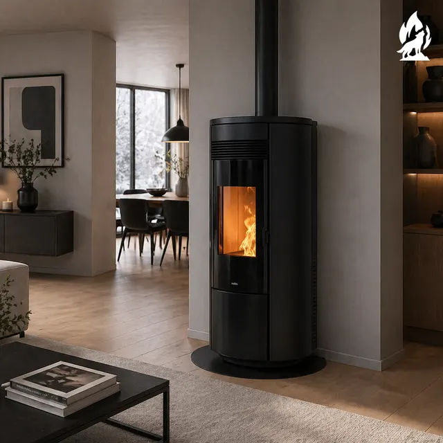 Pellet stove Nobis A11/13 Round Top/C V steel black