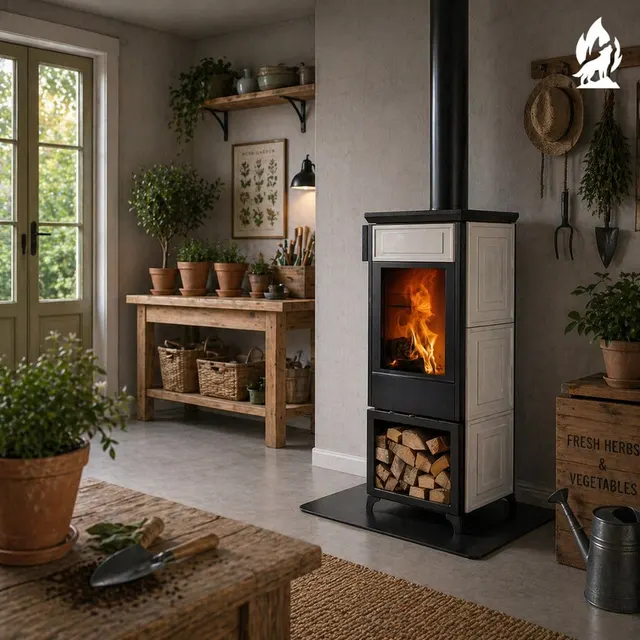Wood-burning stove Nobis 8/10 Classic 220 Maiolica white