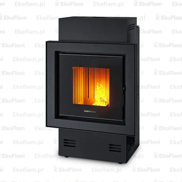 Hybrydowy kominek Moretti Design w stalowym wykończeniu czarnym