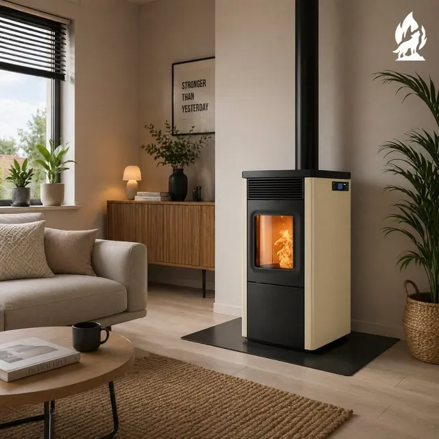 Pellet stove Nobis 6/9 N70 Top/Coax V steel cream