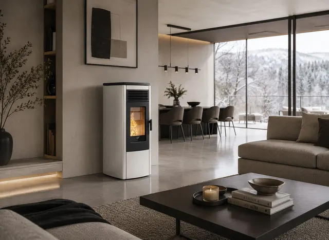 Pellet stove Klover Aura 120 Air steel avorio