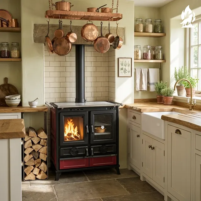 Wood-burning cooker Thermorossi Melissa Maiolica bordow