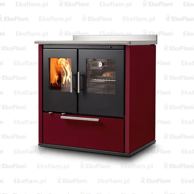 Wood-burning cooker Nobis Ogla 80 steel bordo