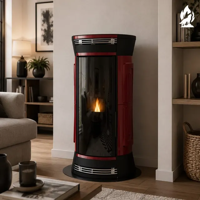 Wood-burning stove Moretti Design Clessidra Wood bordo