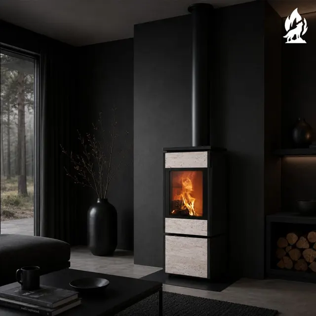 Wood-burning stove Nobis 8/10 Flat 700 gres travertine