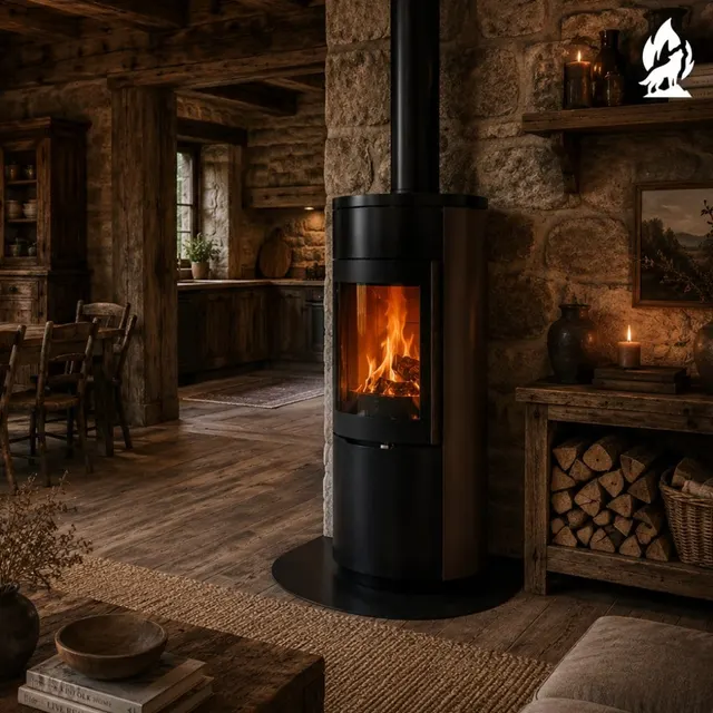 Wood-burning stove Nobis Round 900 steel bronze