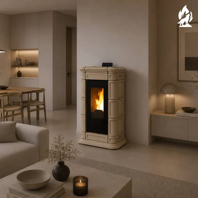 Pellet stove Thermorossi Saint Moritz Supreme Idra Maiolica beige