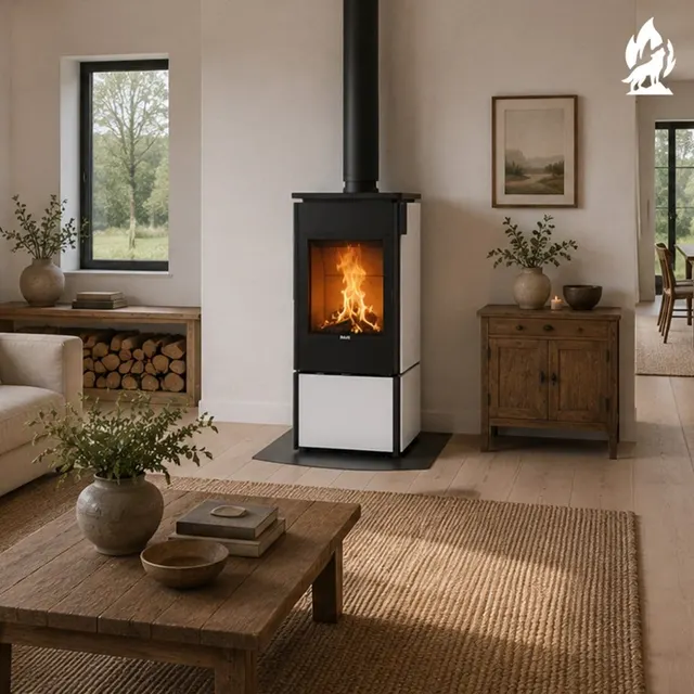 Wood-burning stove Nobis 8/10 Flat 300 steel white