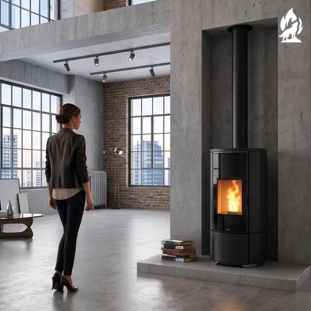 Pellet stove Nobis A8/10 Round Top/C V Maiolica black