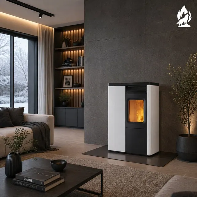 Pellet stove Nobis 6/9 N70 Slim Coax V steel white
