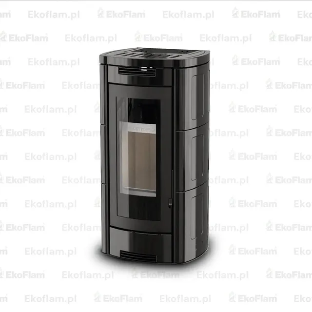 Czarny kominek na drewno Moretti Design Aladino Wood w nowoczesnym stylu
