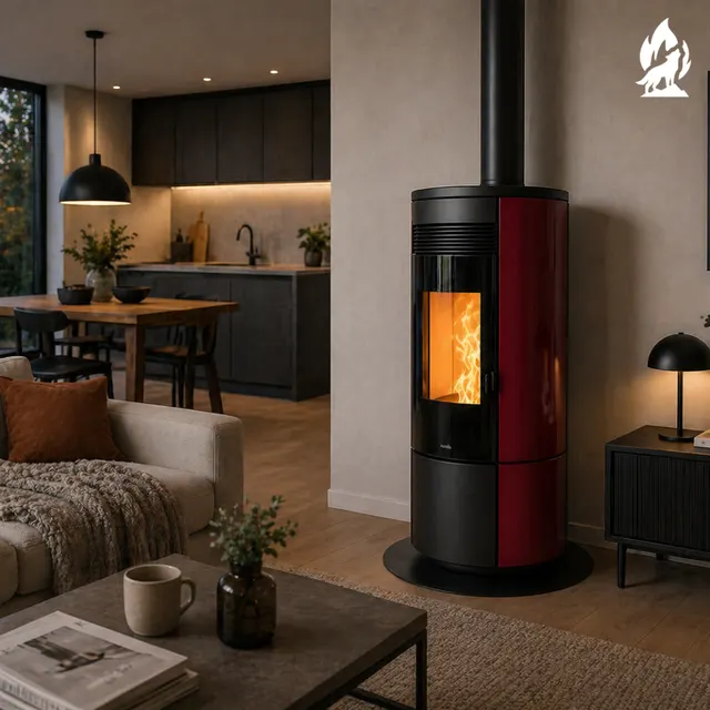 Pellet stove Nobis A11/13 Round Top/C V steel bordo