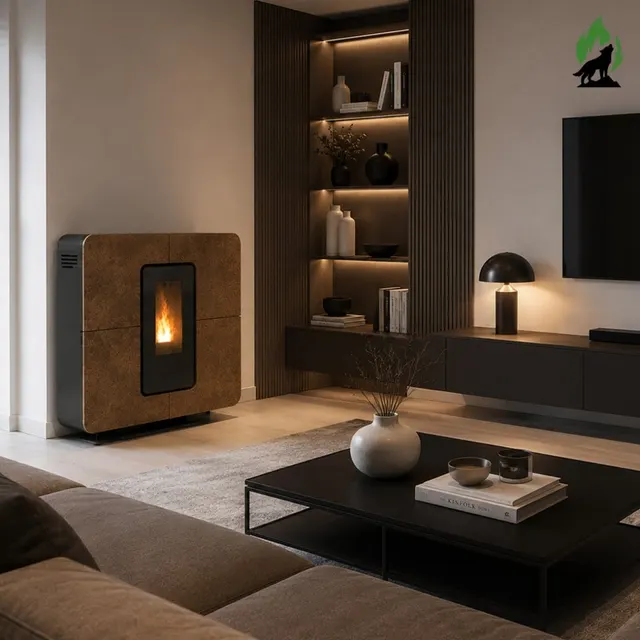 Pellet stove Thermorossi SlimQuadro Idra gres brozne