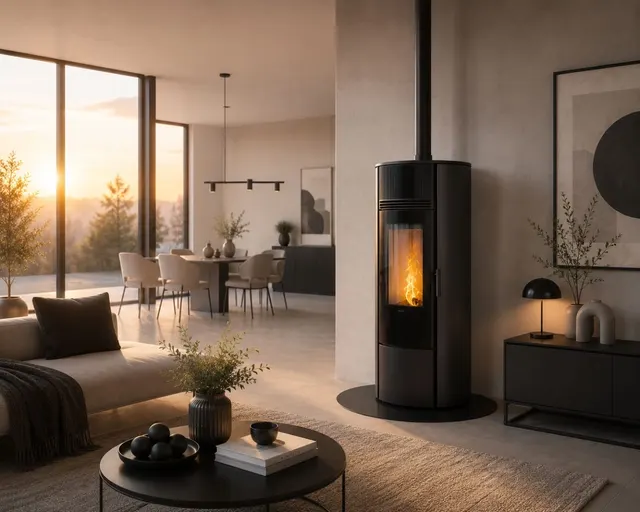 Kominek na pellet Klover Super 9 Air stal czarna