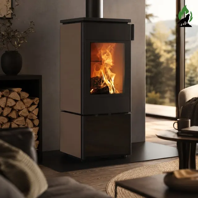 Wood-burning stove Nobis 8/10 Flat 300 steel bronze
