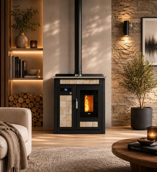 Kuchnia na pellet Klover Smart 80 Plus ceramika marmur saxum