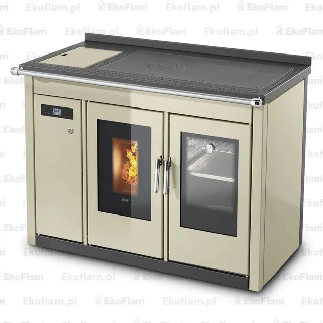 Kuchnia na pellet Klover Smart 120 BT stal kremowy