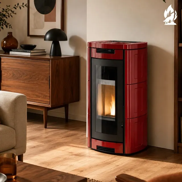 Wood-burning stove Moretti Design Aladino Wood bordo