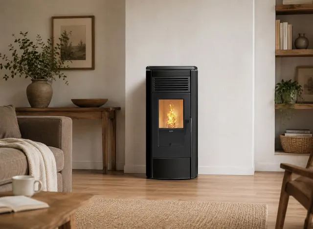 Kominek na pellet Klover Aura 80 Multi-Air stal czarna
