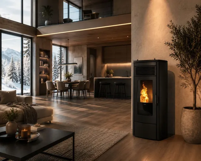 Pellet stove Klover Thermoaura steel black