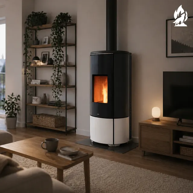 Pellet stove Nobis A8/10 Round Top/C V Maiolica white