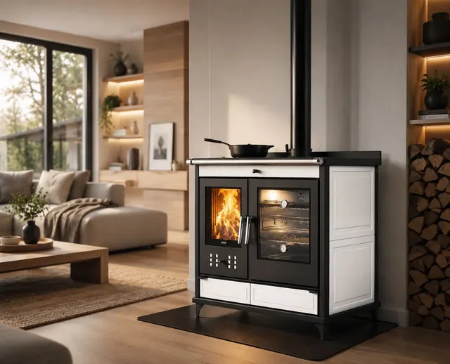 Wood-burning cooker Klover Star 90 Maiolica avorio