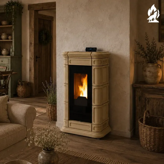 Pellet stove Thermorossi Saint Moritz Supreme Idra Maiolica beige