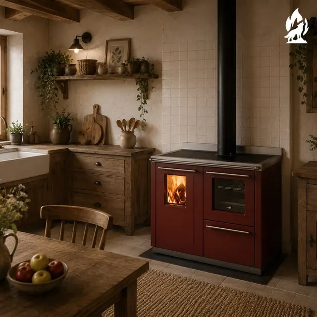Wood-burning cooker Thermorossi Bosky F30 Square steel bordo