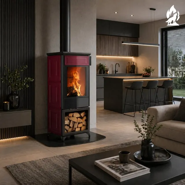Wood-burning stove Nobis 8/10 Classic 220 Maiolica bordo