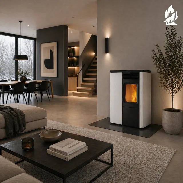 Pellet stove Nobis 6/9 N70 Slim V steel white