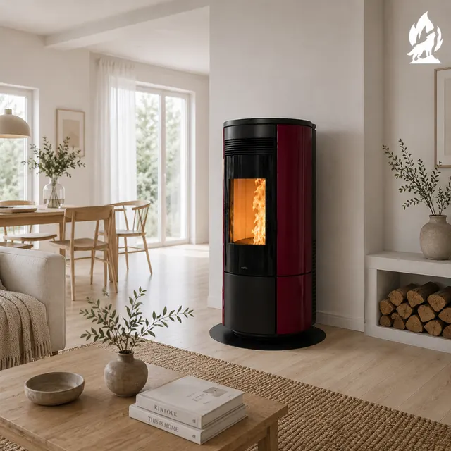 Pellet stove Nobis A11/13 Round V steel bordo