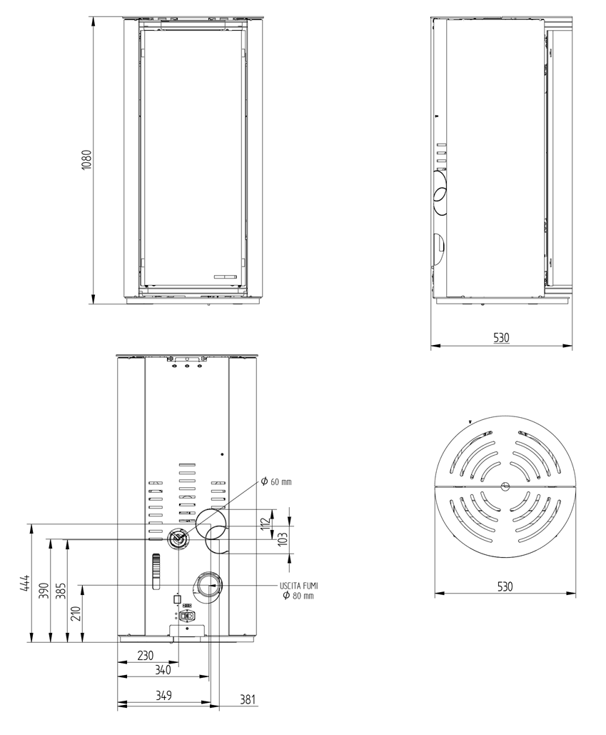 Kominek na pellet Moretti Design Trifolium