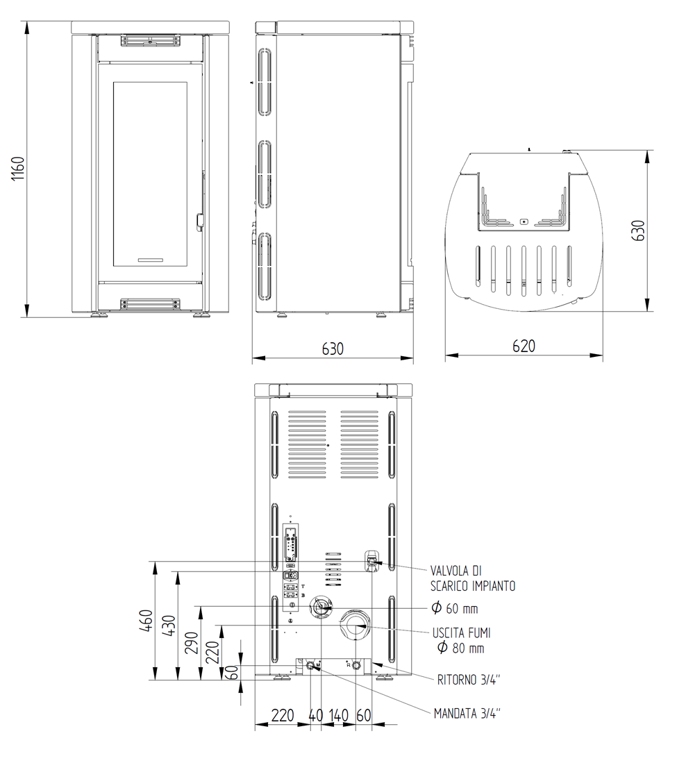 Kominek wodny na pellet Moretti Design Aladino 