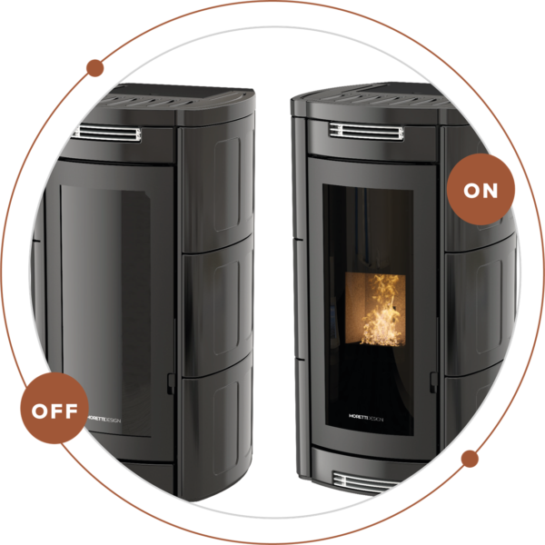 kominek na pellet Moretti Design Magic glass