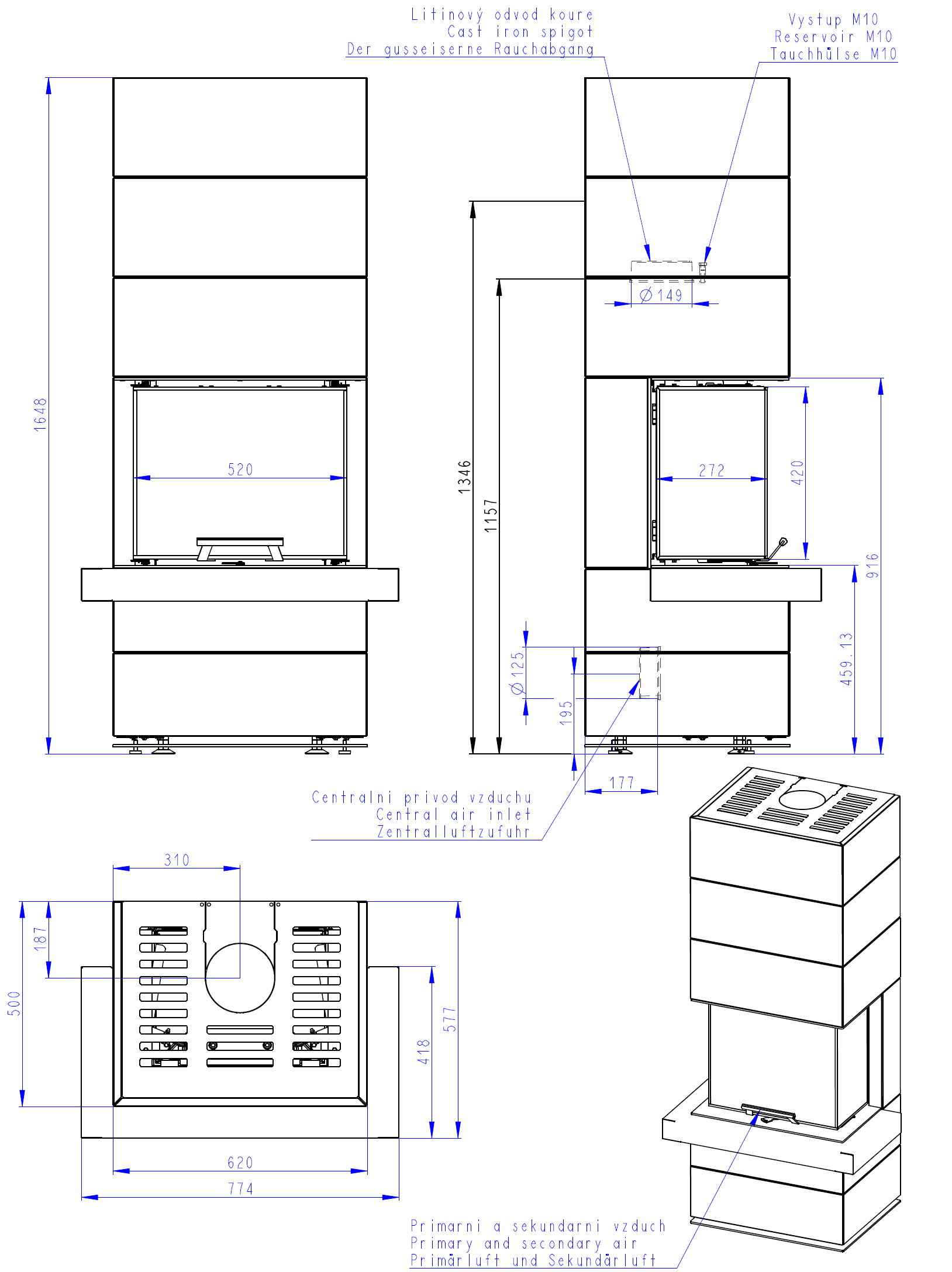 Kominek modułowy na drewno Romotop  CARA CS 02